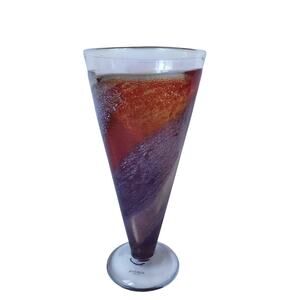 Vintage Kosta Boda Art Glass Twister Vase Swirl Spiral Conical 10" Red Purple